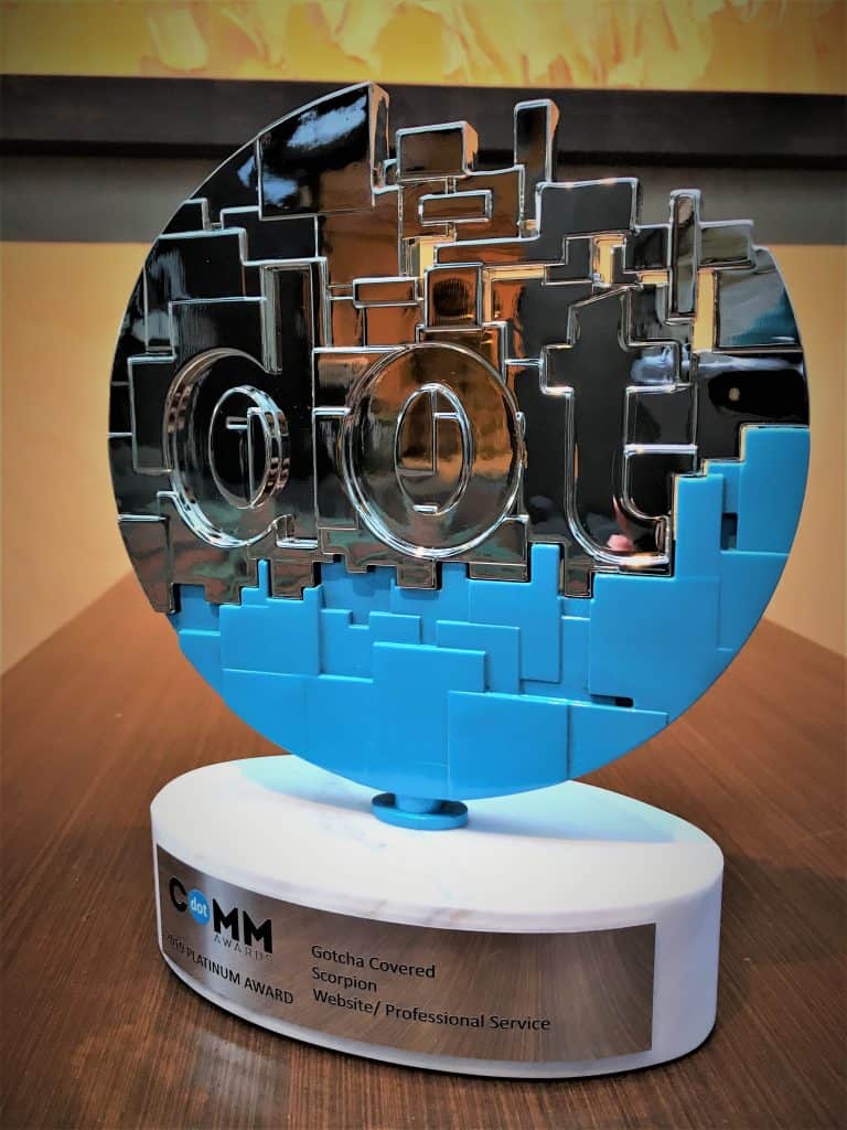 Gotcha Covered has been awarded the Dot Com Platinum Award for website design!
